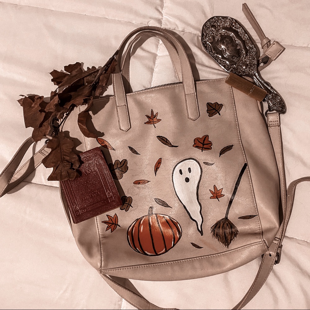 Hand painted spooky bag.